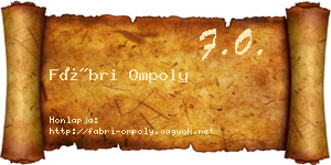 Fábri Ompoly névjegykártya